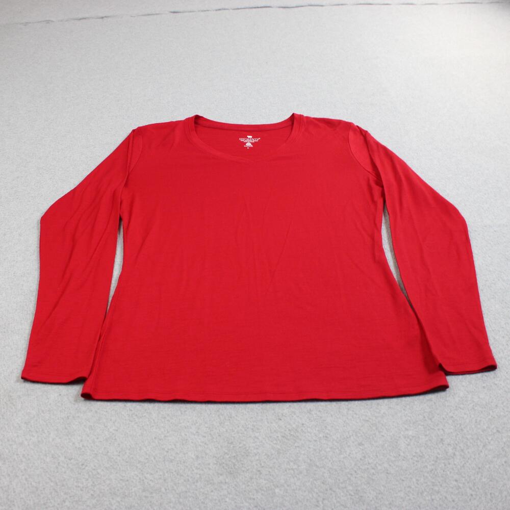 SEG'MENTS Merino Wool Shirt Womens Large Red Long Sleeve Base Layer Lightweight